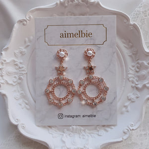 Rosegold Star and Wreath Earrings