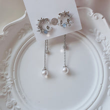 Load image into Gallery viewer, Light Blue Fairy Moon Earrings