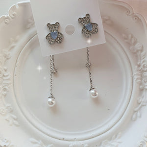 Baby Bear Earrings - Powder Grey Blue