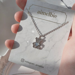 Baby Bear Necklace - Powder Grey Blue