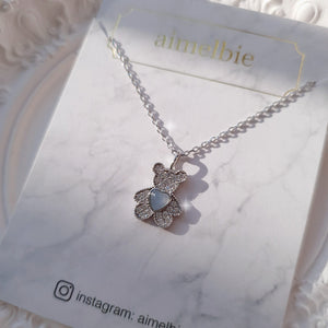 Baby Bear Necklace - Powder Grey Blue