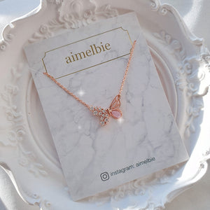 Dainty Butterfly Necklace - Pink