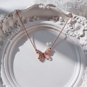 Dainty Butterfly Necklace - Pink