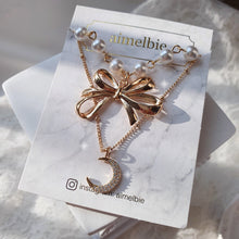 Load image into Gallery viewer, Princess Bow and Moon Layered Necklace - Gold Color