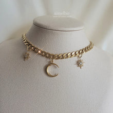 Load image into Gallery viewer, Moon and Star Bold Chain Choker - Gold (Woo!ah! Nana, Lucy Necklace)