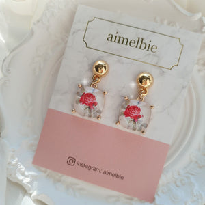 The Antique Rose Square Earrings