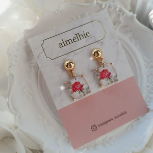 The Antique Rose Square Earrings