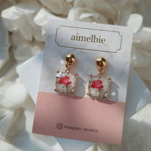 The Antique Rose Square Earrings