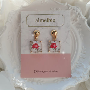The Antique Rose Square Earrings