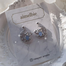 Load image into Gallery viewer, Bear On The Moon Earrings - Blue