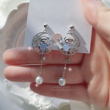 Load image into Gallery viewer, Bear On The Moon Earrings - Blue