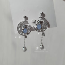 Load image into Gallery viewer, Bear On The Moon Earrings - Blue