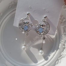 Load image into Gallery viewer, Bear On The Moon Earrings - Blue