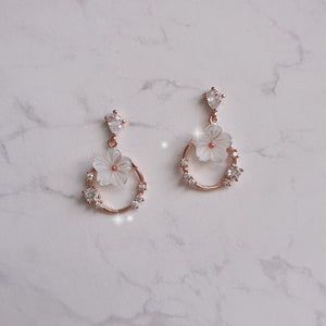 Baby Cherry Blossom Earrings - White