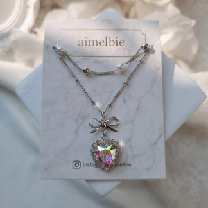 Rainbow Heart Princess Layered Necklace (Jung Wooyeon, Rocket Punch Sohee Necklace)