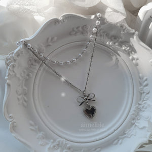 Vintage Silver Heart Layered Necklace