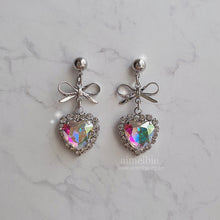 Load image into Gallery viewer, Rainbow Heart and Ribbon Earrings (STAYC Isa, Lovelyz Jiae Earrings)