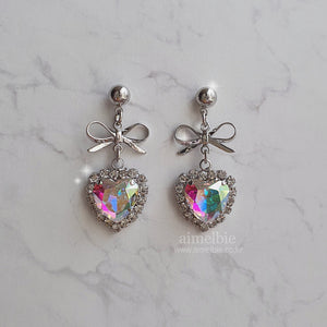 Rainbow Princess Heart Earrings (Lovelyz Jiae, Jung Wooyeon Earrings)