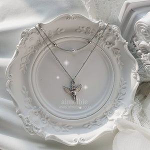 Baby Angel Layered Necklace - Silver ver. (KISS OF LIFE Belle Neklace)