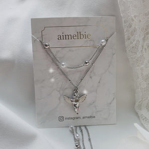 Baby Angel Layered Necklace - Silver ver.