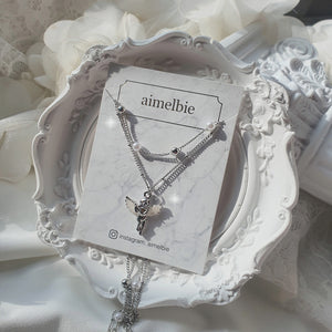 Baby Angel Layered Necklace - Silver ver. (KISS OF LIFE Belle Neklace)