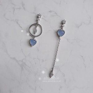 Modern Pastel Blue Heart Stone Earrings