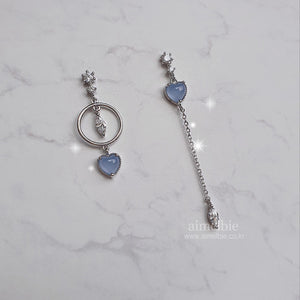 Modern Pastel Blue Heart Stone Earrings