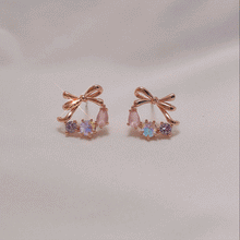 Load image into Gallery viewer, Petit Ribbon Wreath Earrings - Rosegold