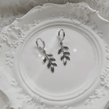Load image into Gallery viewer, Forest Leaves Huggies Earrings - Silver