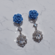 Load image into Gallery viewer, Blue Rose Spell Earrings (H1-Key Hwiseo Earrings)