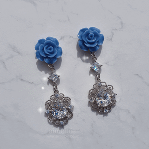 Blue Rose Spell Earrings
