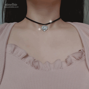 Baby Angel Heart Choker - Silver ver. (Kep1er Youngeun Necklace)