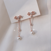 Load image into Gallery viewer, Dainty Rosegold Ribbon Earrings