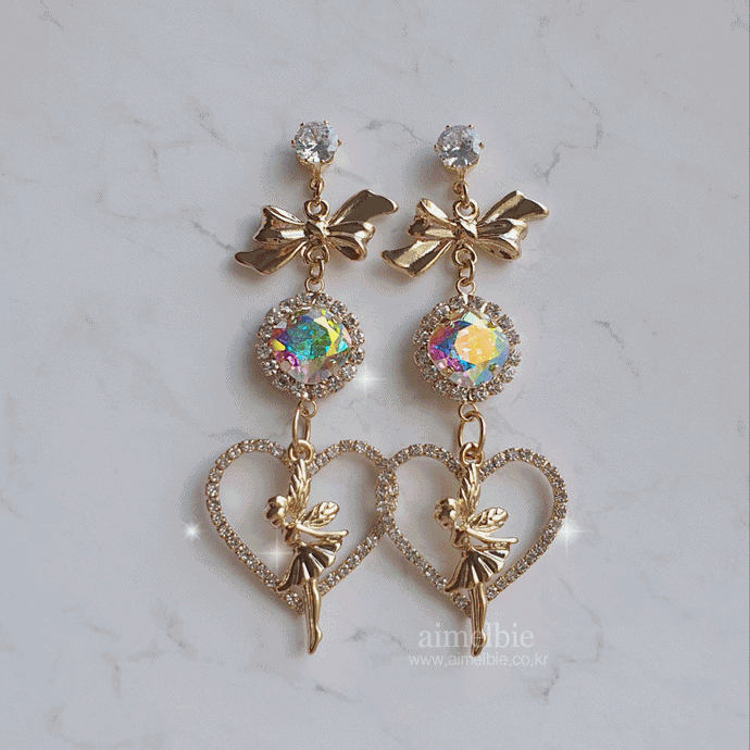 Rainbow Tinkerbell Heart Earrings