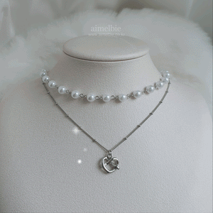 Pretzel Layered Pearl Choker Necklace - Silver ver. (Momoland Jooe Necklace)