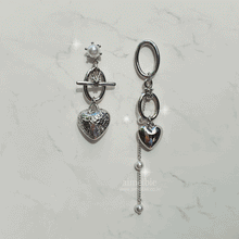 Load image into Gallery viewer, Heart and Chain Earrings - Silver