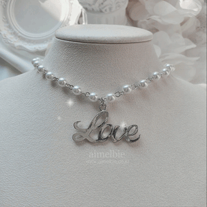 Love Pearl Choker Necklace - Silver ver.