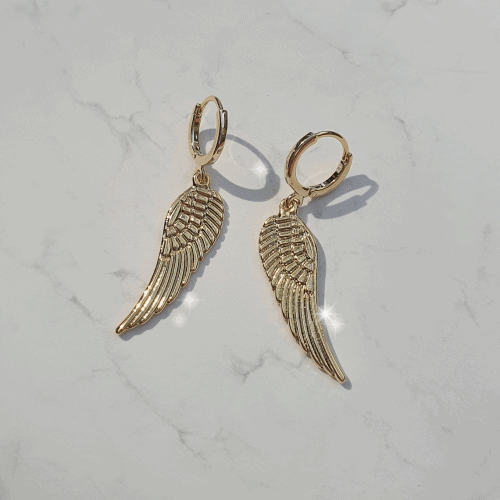 [Kim Sejeong Earrings] Gold Wing Huggies Earrings