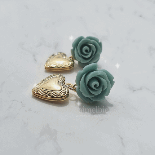 Antique Mint Rose Earrings (G-friend Yerin, Dreamcatcher Gahyun Earrings)