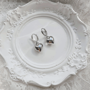 Modern Heart Huggies Earrings - Silver