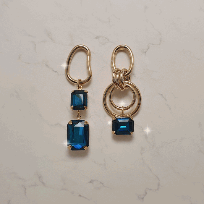 Modern Blue Hoops Earrings