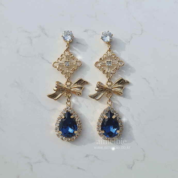 Oriental Princess Earrings - Navy