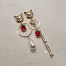 Load image into Gallery viewer, Melbie The Cat Series - Red Party Queen Earrings