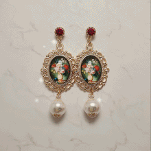 Load image into Gallery viewer, Classic Flowers Oil Painting Earrings
