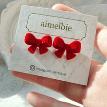 Load image into Gallery viewer, Red Ribbon Earrings - Small