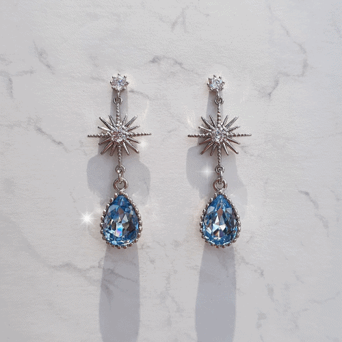 Starry Teardrops Earrings - Blue
