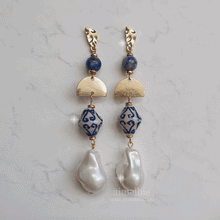 Load image into Gallery viewer, The Blue Pottery Art Earrings