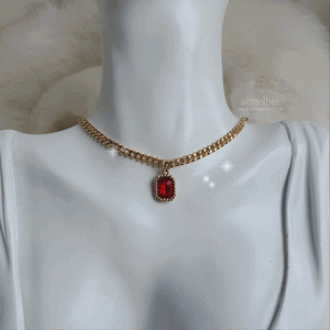 City Women Gold Chain Choker - Ruby Red (Dreamcatcher Yoohyeon Necklace)