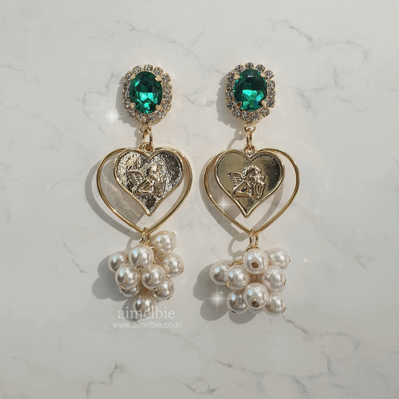 Emerald Baby Angel Earrings