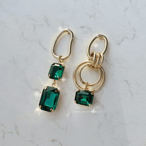 Modern Emerald Hoops Earrings